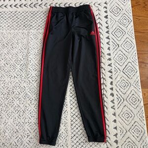 Adidas Kids XL 18-20 Black Track Pants with Red Stripes sports athletics soccer